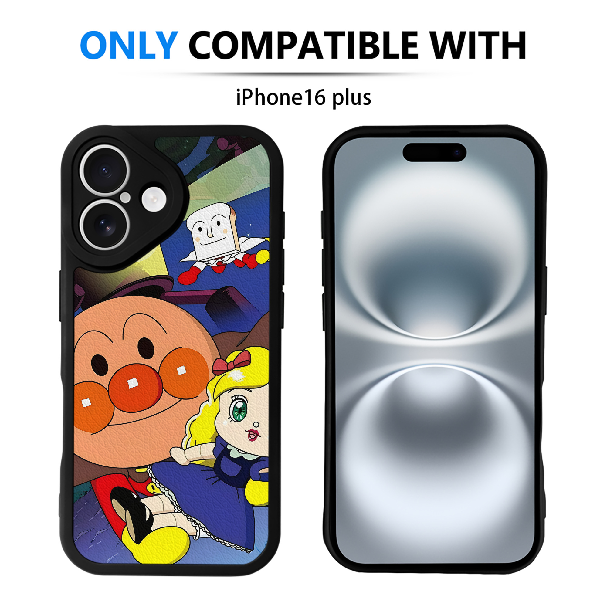 （画像用） アンパンマン Anpanman 【iPhone 16シリーズ対応】シリコンスマホケース（レザー調） 材質：シリコン